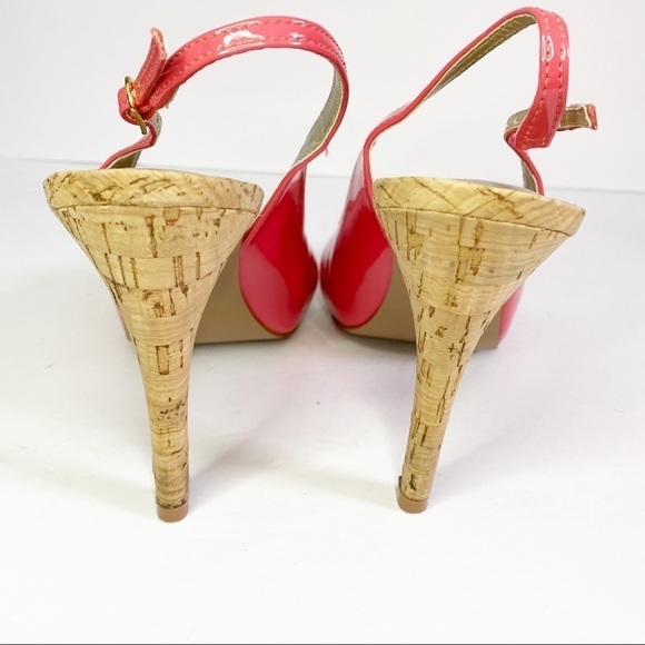 Kelly & Katie Coral Patent Slingback Peep Toe Pump Heeled Sandals - Picture 6 of 10